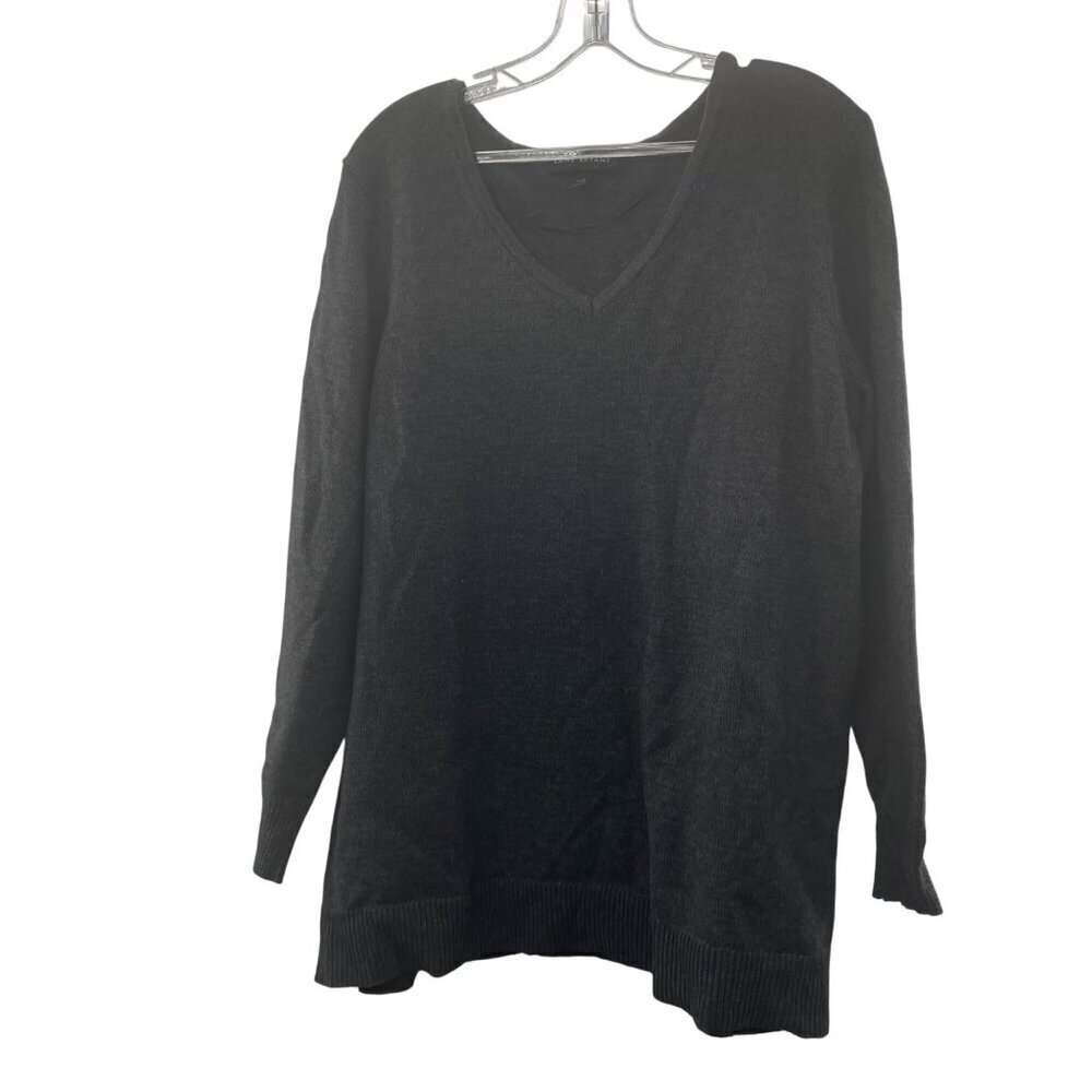 Lane Bryant Women's Pullover Sweater V-Neck Long Sleeve Gray Size 14/16